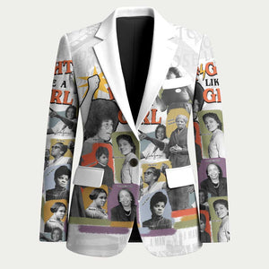 Black History Fight Like A Girl Blazer African Feminist Icons and Bold Retro Art Style - African Pride