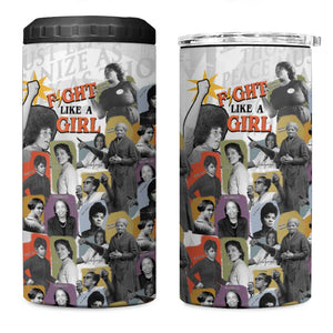 Black History Fight Like A Girl 4 in 1 Can Cooler Tumbler African Feminist Icons and Bold Retro Art Style - African Pride