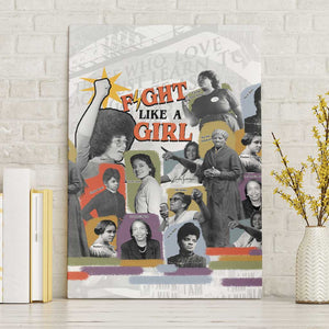Black History Fight Like A Girl Canvas Wall Art African Feminist Icons and Bold Retro Art Style - African Pride