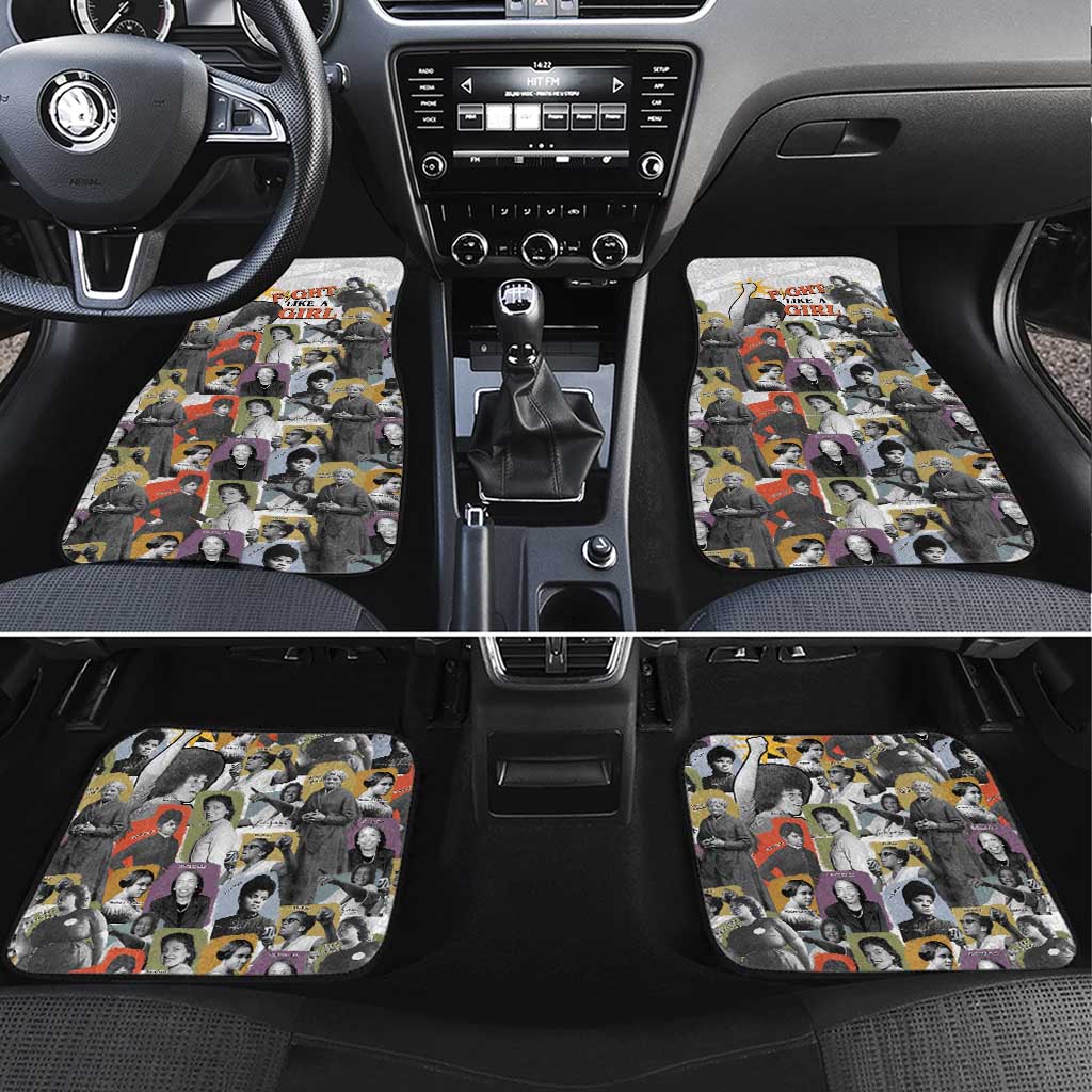 Black History Fight Like A Girl Car Mats African Feminist Icons and Bold Retro Art Style - African Pride