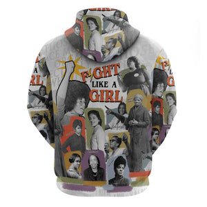 Black History Fight Like A Girl Hoodie African Feminist Icons and Bold Retro Art Style - African Pride