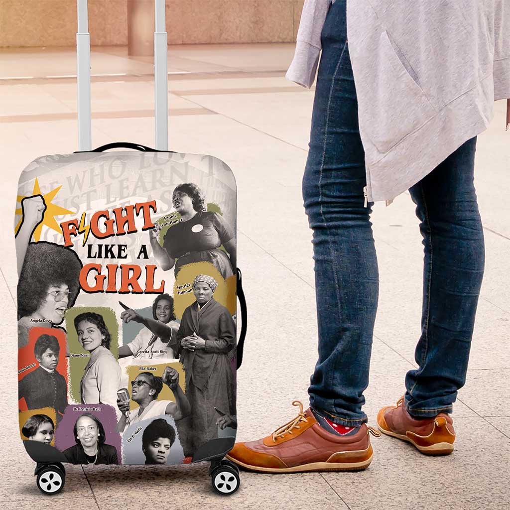 Black History Fight Like A Girl Luggage Cover African Feminist Icons and Bold Retro Art Style - African Pride