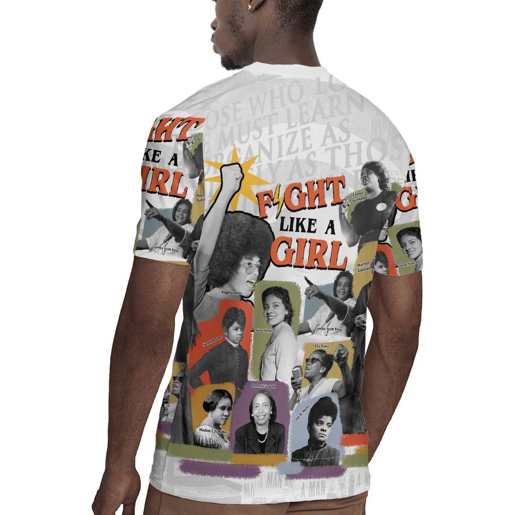Black History Fight Like A Girl Rugby Jersey African Feminist Icons and Bold Retro Art Style - African Pride