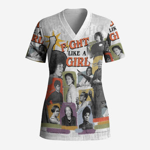 Black History Fight Like A Girl Scrub Top African Feminist Icons and Bold Retro Art Style - African Pride