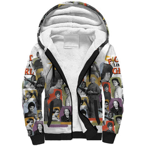 Black History Fight Like A Girl Sherpa Hoodie African Feminist Icons and Bold Retro Art Style - African Pride