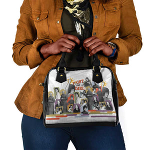 Black History Fight Like A Girl Shoulder Handbag African Feminist Icons and Bold Retro Art Style - African Pride