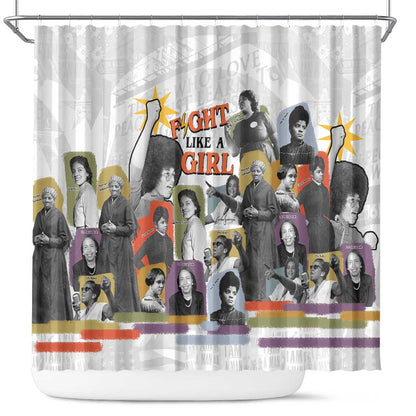 Black History Fight Like A Girl Shower Curtain African Feminist Icons and Bold Retro Art Style - African Pride