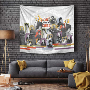 Black History Fight Like A Girl Tapestry African Feminist Icons and Bold Retro Art Style - African Pride