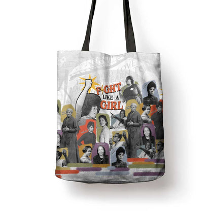 Black History Fight Like A Girl Tote Bag African Feminist Icons and Bold Retro Art Style - African Pride