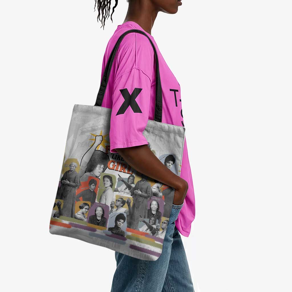 Black History Fight Like A Girl Tote Bag African Feminist Icons and Bold Retro Art Style - African Pride