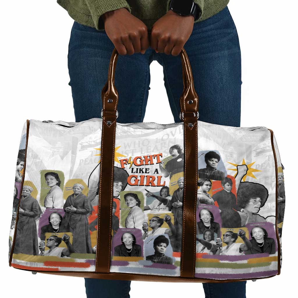 Black History Fight Like A Girl Travel Bag African Feminist Icons and Bold Retro Art Style - African Pride