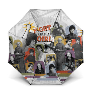 Black History Fight Like A Girl Umbrella African Feminist Icons and Bold Retro Art Style - African Pride