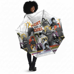 Black History Fight Like A Girl Umbrella African Feminist Icons and Bold Retro Art Style - African Pride