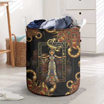 Serket Ancient Egyptian Laundry Basket with Canopic Jars and Scorpion Motif in Protection