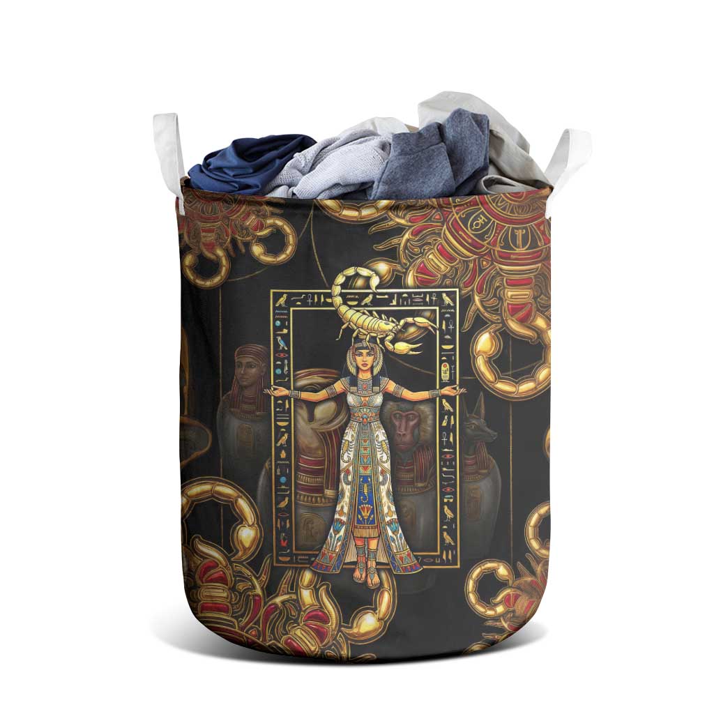 Serket Ancient Egyptian Laundry Basket with Canopic Jars and Scorpion Motif in Protection