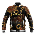 Serket Ancient Egyptian Baseball Jacket with Canopic Jars and Scorpion Motif in Protection