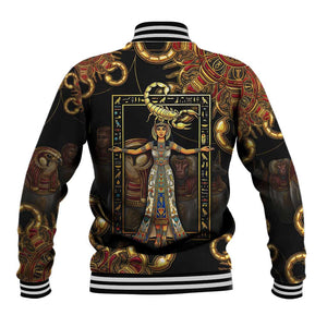 Serket Ancient Egyptian Baseball Jacket with Canopic Jars and Scorpion Motif in Protection