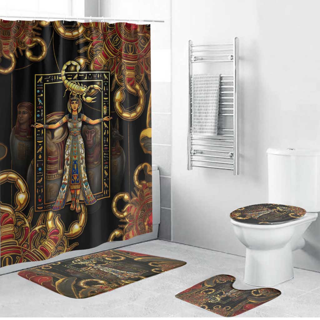 Serket Ancient Egyptian Bathroom Set with Canopic Jars and Scorpion Motif in Protection