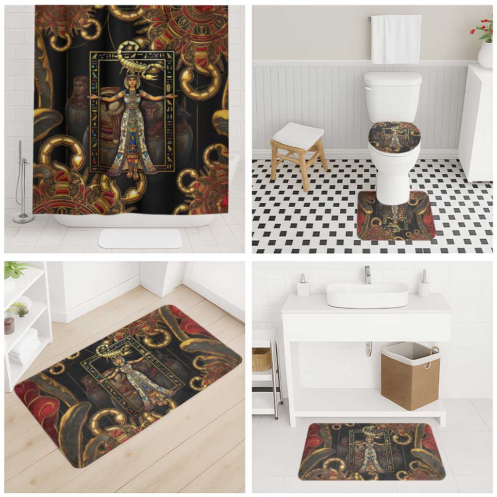Serket Ancient Egyptian Bathroom Set with Canopic Jars and Scorpion Motif in Protection