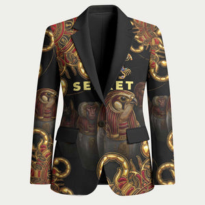 Serket Ancient Egyptian Blazer with Canopic Jars and Scorpion Motif in Protection