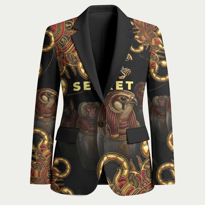 Serket Ancient Egyptian Blazer with Canopic Jars and Scorpion Motif in Protection