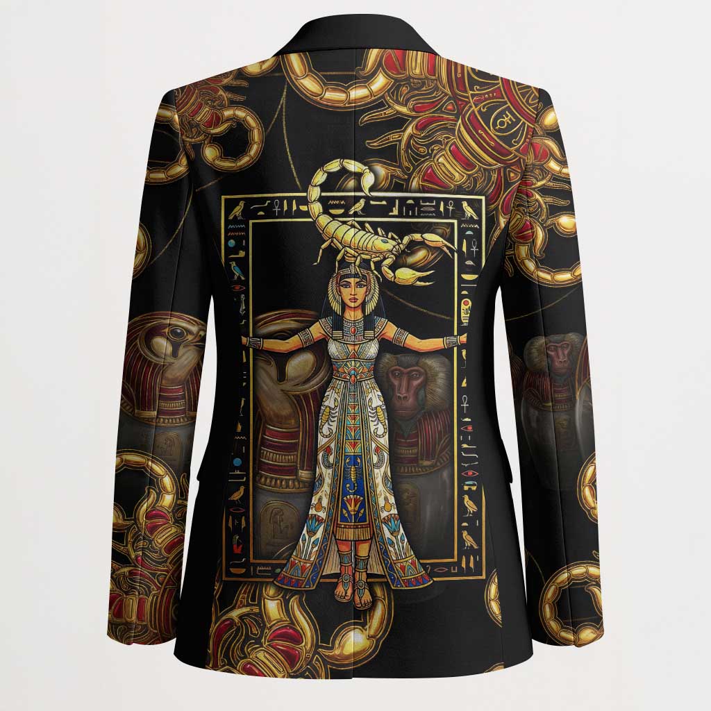 Serket Ancient Egyptian Blazer with Canopic Jars and Scorpion Motif in Protection