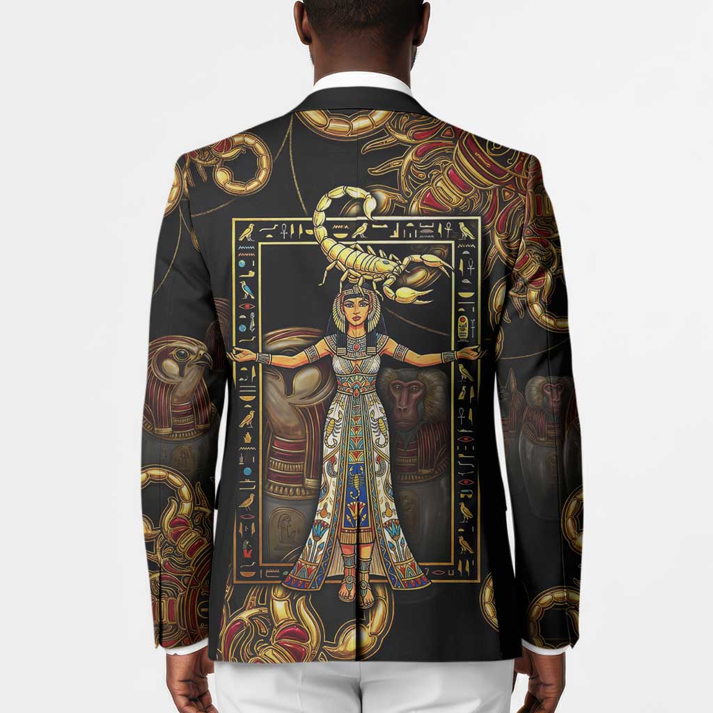 Serket Ancient Egyptian Blazer with Canopic Jars and Scorpion Motif in Protection