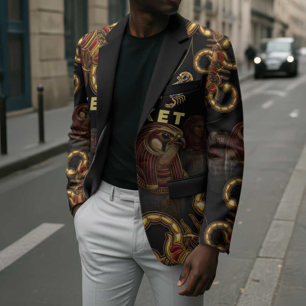 Serket Ancient Egyptian Blazer with Canopic Jars and Scorpion Motif in Protection