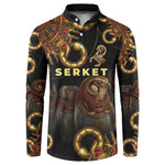Serket Ancient Egyptian Button Sweatshirt with Canopic Jars and Scorpion Motif in Protection