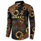 Serket Ancient Egyptian Button Sweatshirt with Canopic Jars and Scorpion Motif in Protection