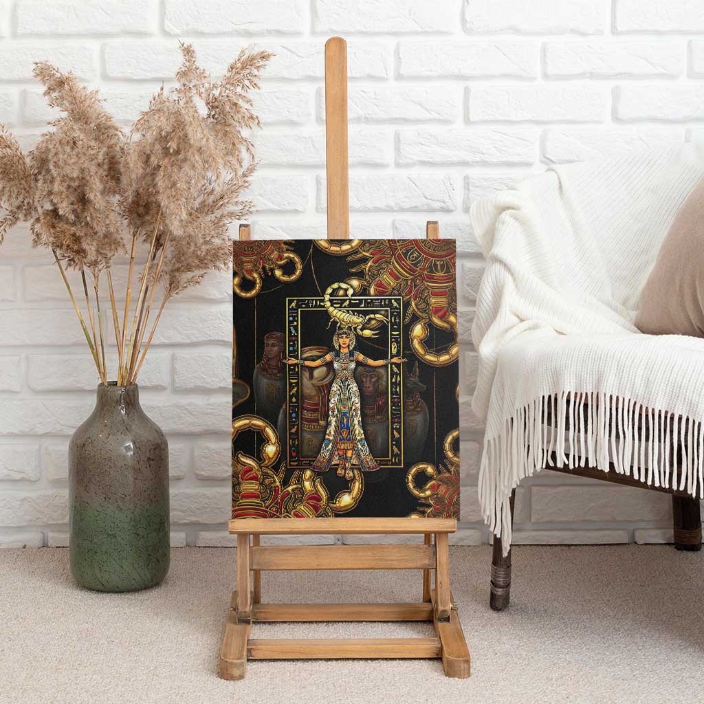 Serket Ancient Egyptian Canvas Wall Art with Canopic Jars and Scorpion Motif in Protection