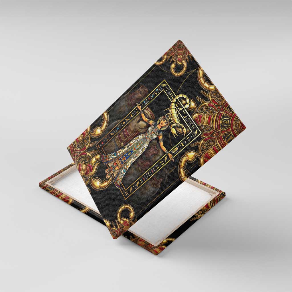 Serket Ancient Egyptian Canvas Wall Art with Canopic Jars and Scorpion Motif in Protection