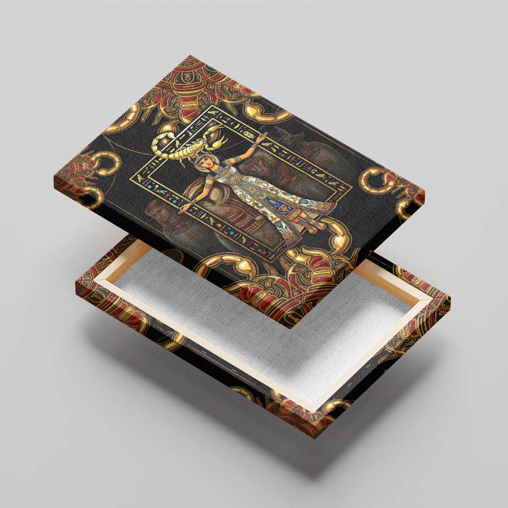 Serket Ancient Egyptian Canvas Wall Art with Canopic Jars and Scorpion Motif in Protection