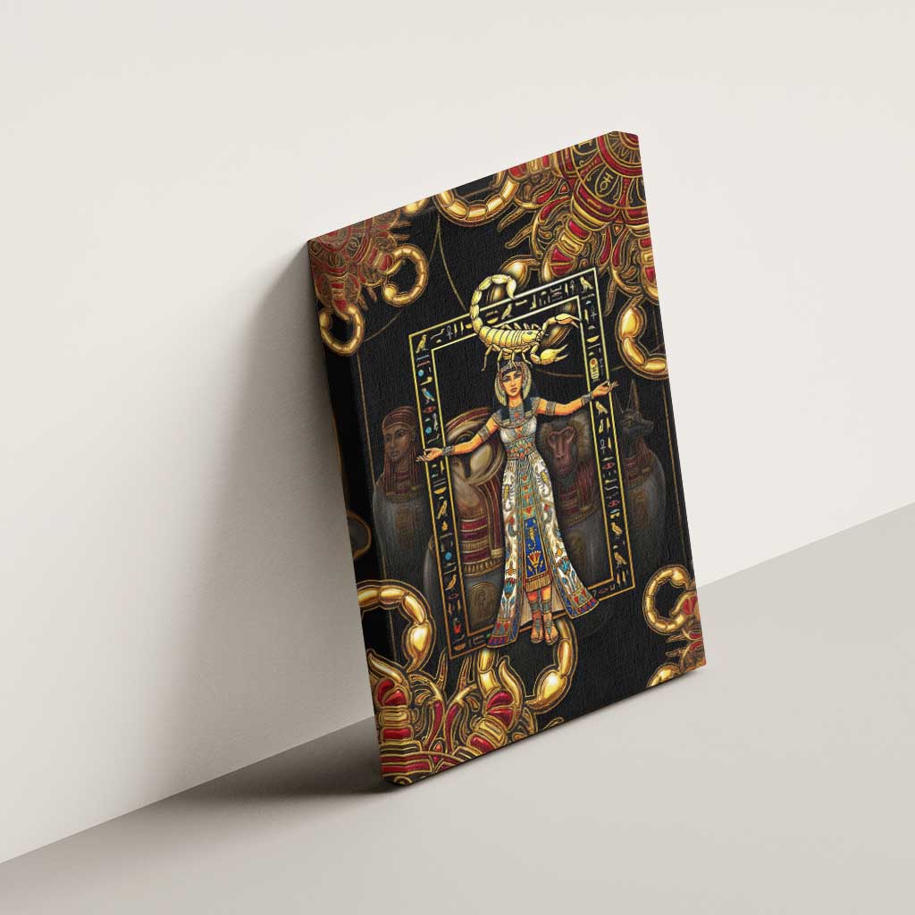 Serket Ancient Egyptian Canvas Wall Art with Canopic Jars and Scorpion Motif in Protection