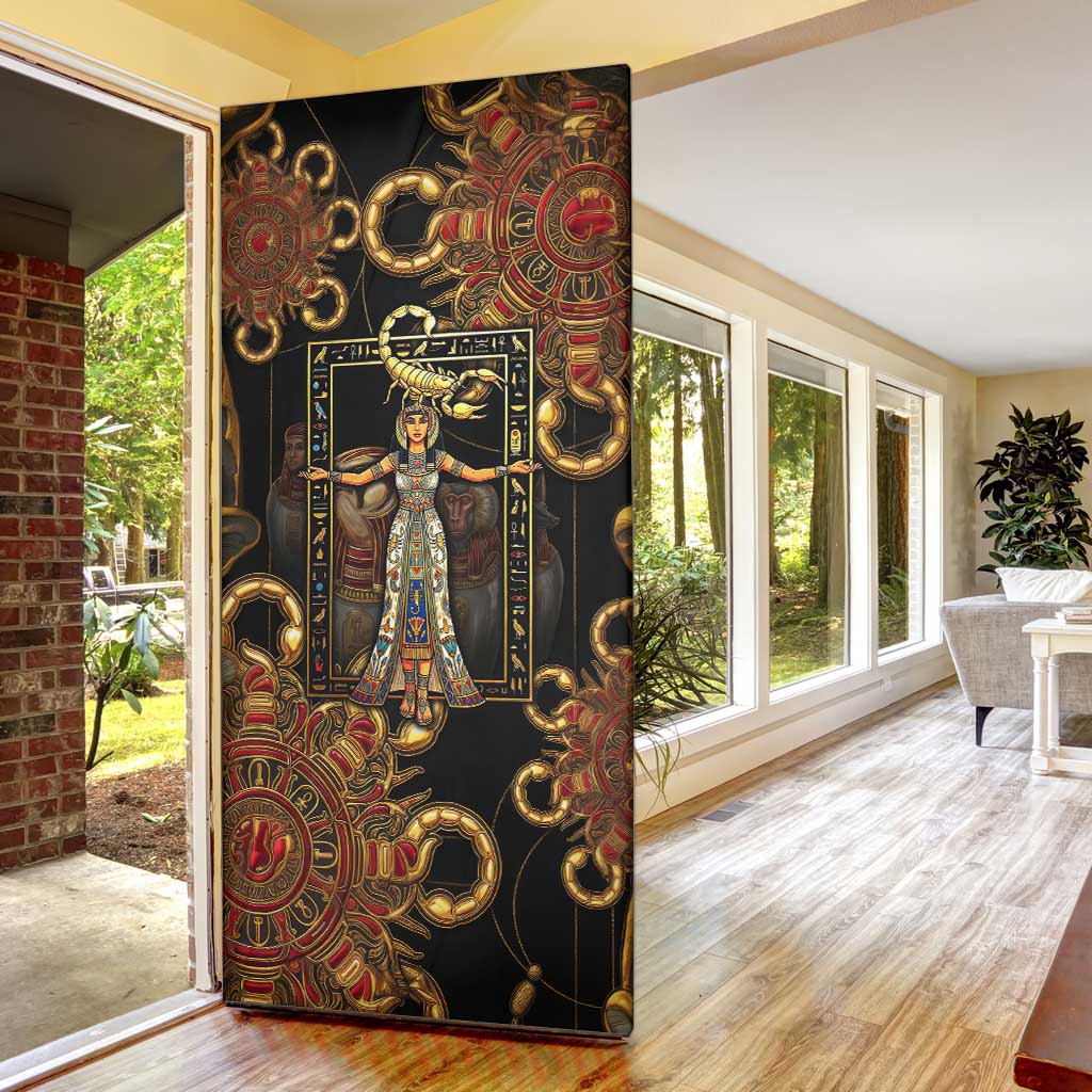 Serket Ancient Egyptian Door Cover with Canopic Jars and Scorpion Motif in Protection