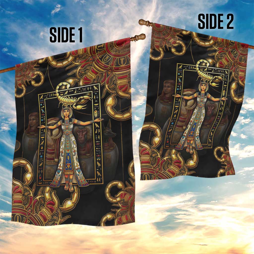 Serket Ancient Egyptian Garden Flag with Canopic Jars and Scorpion Motif in Protection