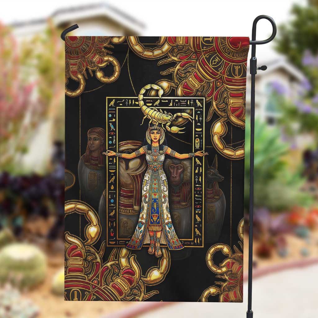 Serket Ancient Egyptian Garden Flag with Canopic Jars and Scorpion Motif in Protection