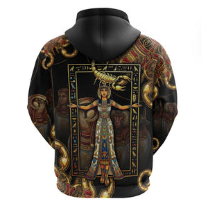 Serket Ancient Egyptian Hoodie with Canopic Jars and Scorpion Motif in Protection