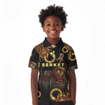 Serket Ancient Egyptian Kid Polo Shirt with Canopic Jars and Scorpion Motif in Protection