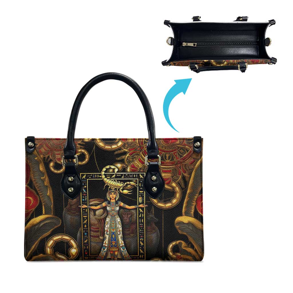 Serket Ancient Egyptian Leather Bag with Canopic Jars and Scorpion Motif in Protection