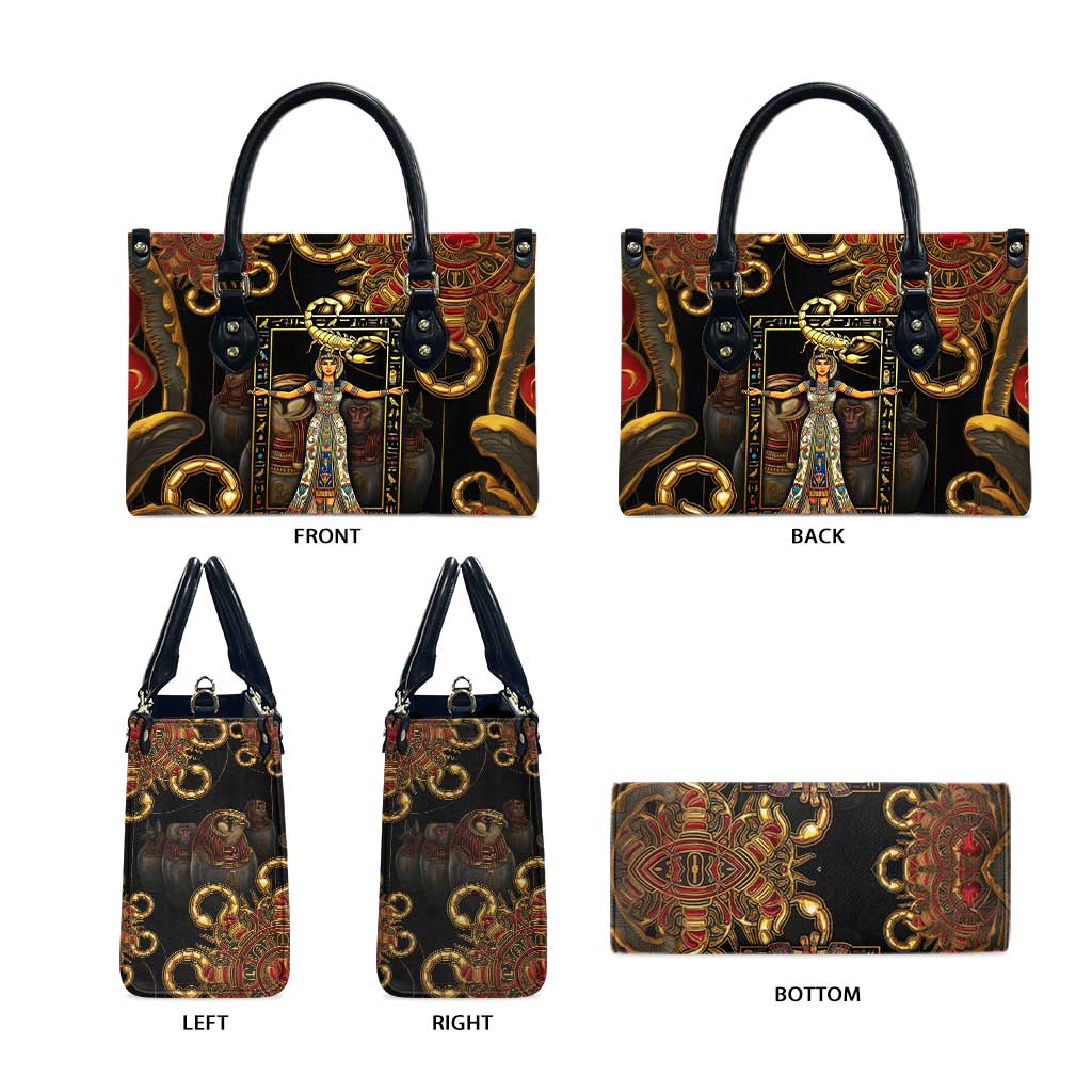 Serket Ancient Egyptian Leather Bag with Canopic Jars and Scorpion Motif in Protection