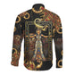 Serket Ancient Egyptian Long Sleeve Button Shirt with Canopic Jars and Scorpion Motif in Protection