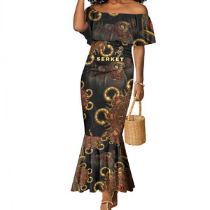 Serket Ancient Egyptian Mermaid Dress with Canopic Jars and Scorpion Motif in Protection