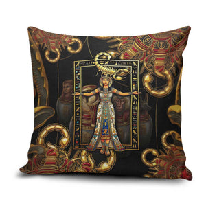 Serket Ancient Egyptian Pillow Cover with Canopic Jars and Scorpion Motif in Protection