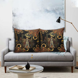 Serket Ancient Egyptian Pillow Cover with Canopic Jars and Scorpion Motif in Protection