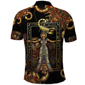 Serket Ancient Egyptian Polo Shirt with Canopic Jars and Scorpion Motif in Protection