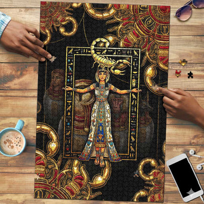 Serket Ancient Egyptian Puzzle with Canopic Jars and Scorpion Motif in Protection