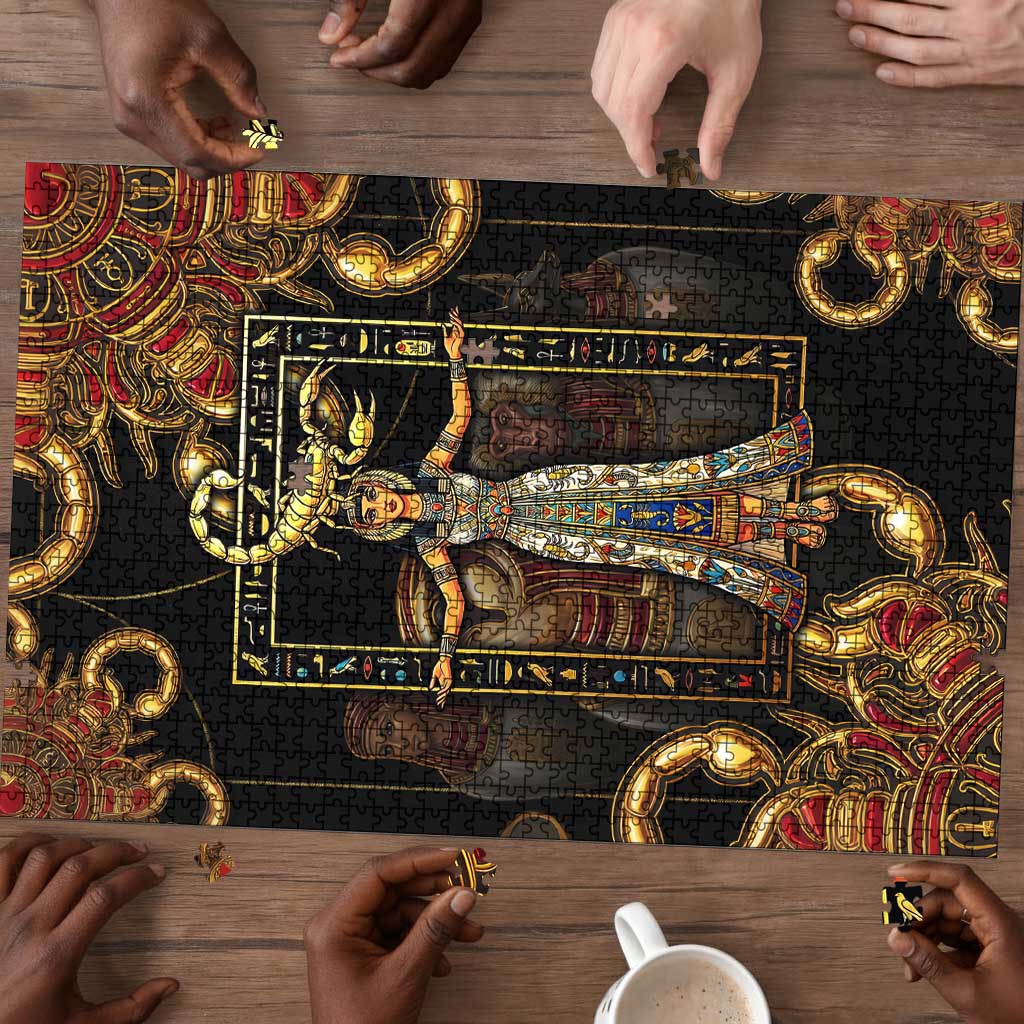 Serket Ancient Egyptian Puzzle with Canopic Jars and Scorpion Motif in Protection