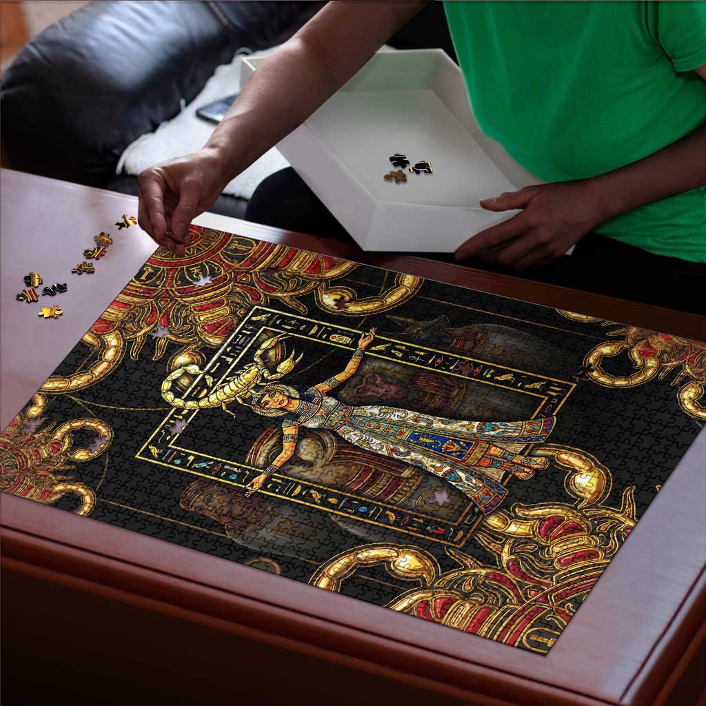 Serket Ancient Egyptian Puzzle with Canopic Jars and Scorpion Motif in Protection