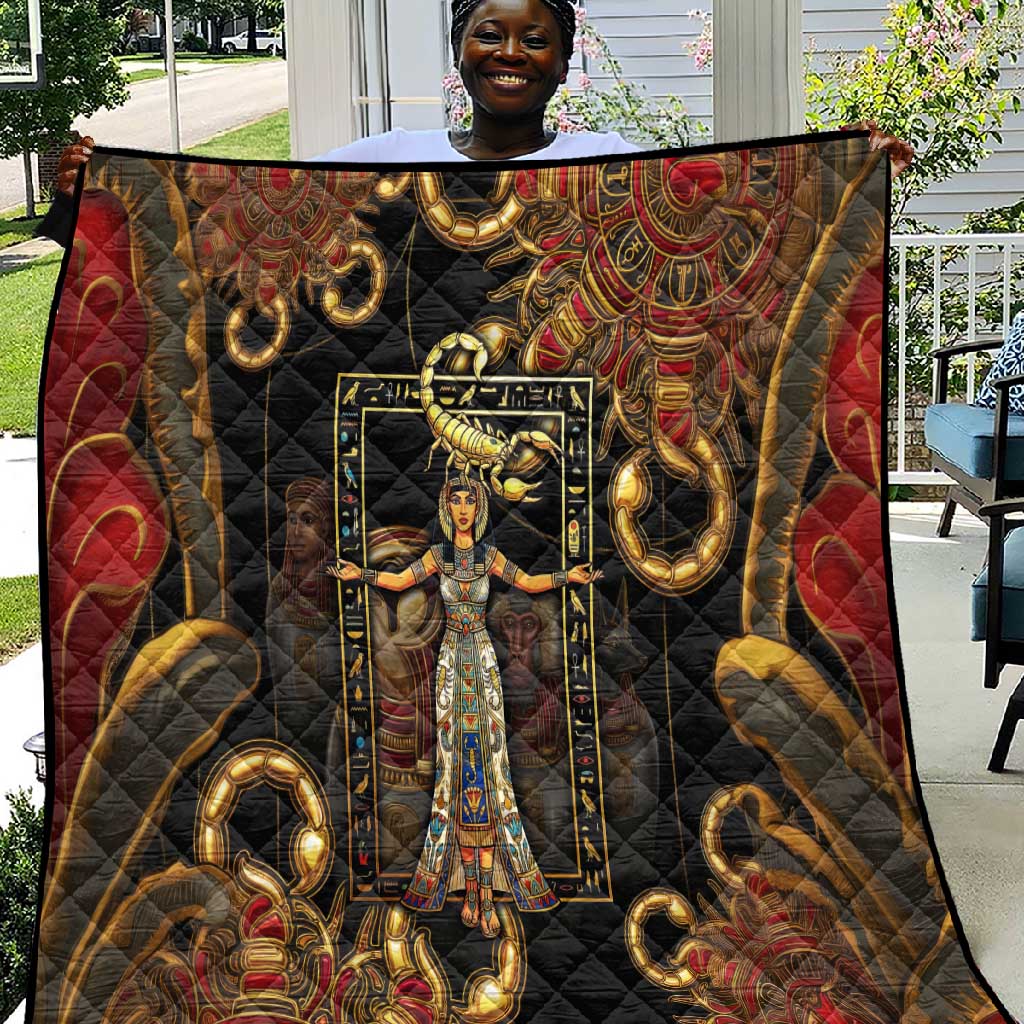 Serket Ancient Egyptian Quilt with Canopic Jars and Scorpion Motif in Protection